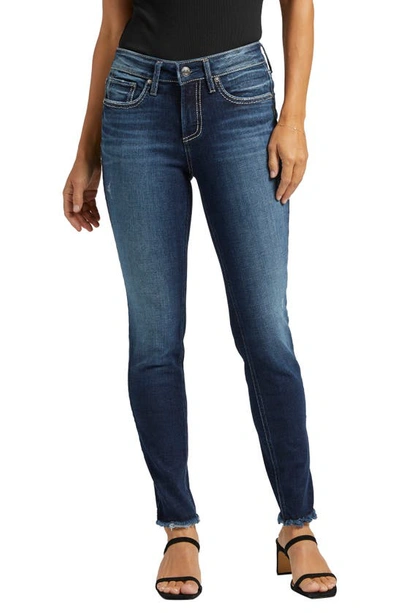 Silver Jeans Co. Suki High Waist Raw Hem Skinny Jeans In Indigo