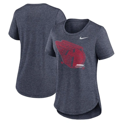 Nike Heather Navy Cleveland Guardians Touch Tri-blend T-shirt