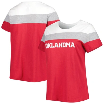 Profile Crimson Oklahoma Sooners Plus Size Split Body T-shirt