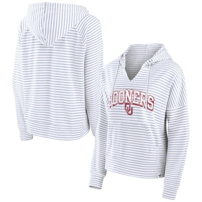 Fanatics Branded  White Oklahoma Sooners Striped Notch Neck Pullover Hoodie