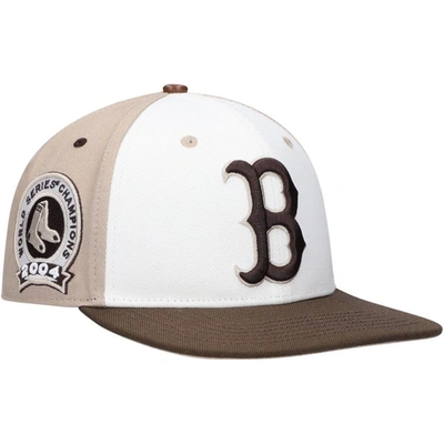Pro Standard Men's  White, Brown Boston Red Sox Chocolate Ice Cream Drip Snapback Hat In White,brown