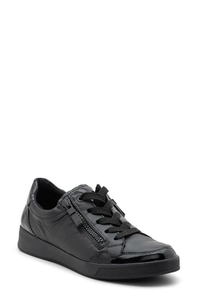 Ara Rei Ii Zip Sneaker In Black Leather