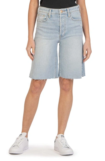 Kut From The Kloth Hailey Raw Hem High Waist Denim Bermuda Shorts In Earn