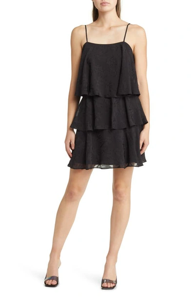 Sam Edelman Tiered Ruffle Minidress In Black