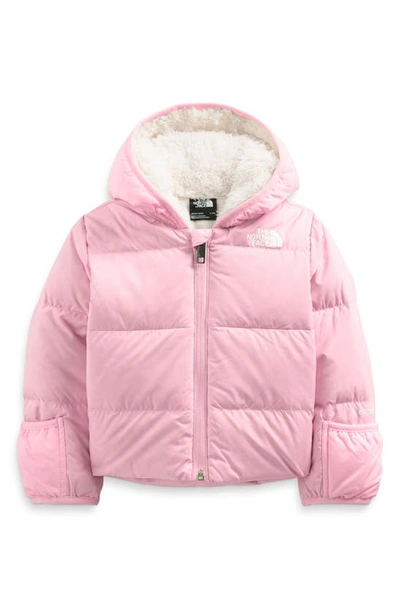 The North Face Babies' North Hooded Water Repellent 600 Fill Power Down Jacket In Cameo Pink