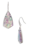 Kendra Scott Camry Drop Earrings In Rhodium Lilac Abalone