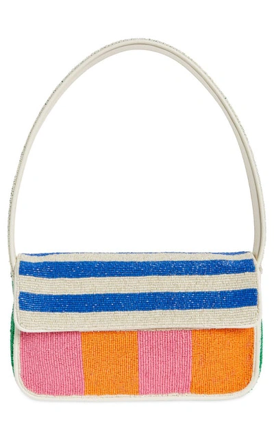 Staud Tommy Beaded Shoulder Bag In Rugby Stripe/silver