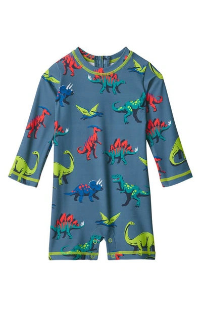 Hatley Babies' Kids' Dangerous Dinos Rashguard One-piece Swimsuit In Blue