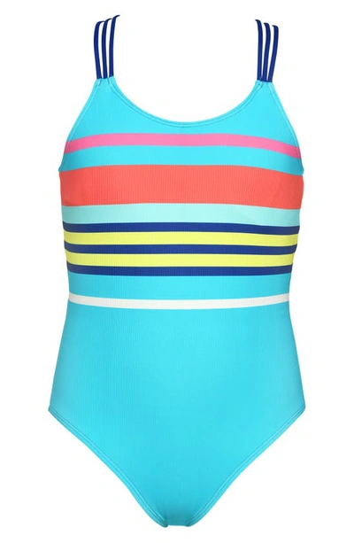 Hobie Kids' Sail Stripe One-piece Swimsuit In Blue Multi