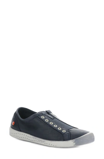 Softinos By Fly London Irit Low Top Trainer In Navy Washed Leather