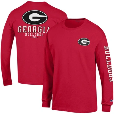 Champion Red Georgia Bulldogs Team Stack Long Sleeve T-shirt