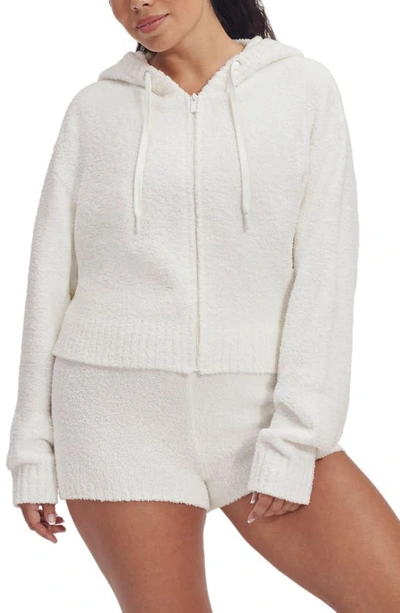 Ugg Hana Textured Fleece Zip-up Crop Hoodie In Cream