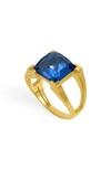 Dean Davidson Mini Plaza Simulated Tanzanite Ring In Midnight Blue/ Gold