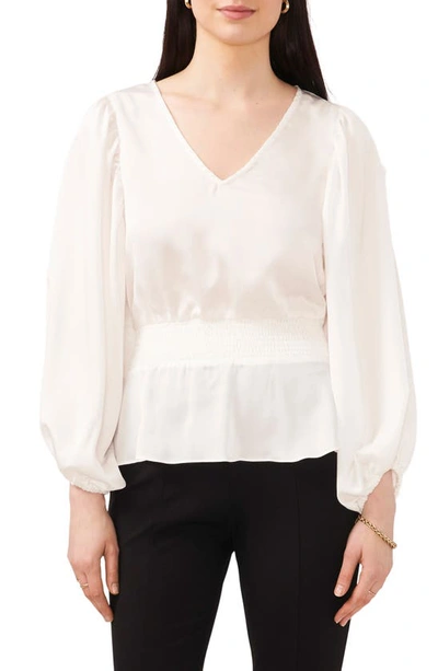 Chaus Tie Waist Long Sleeve Blouse In New Ivory