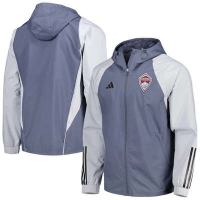 Adidas Originals Adidas Charcoal Colorado Rapids All-weather Raglan Hoodie Full-zip Jacket