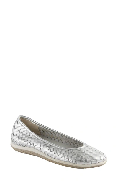 David Tate Dazzle Woven Ballet Flat In Silver