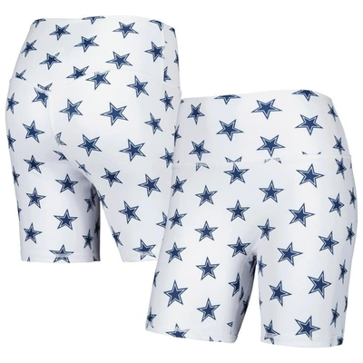 Kadyluxe White Dallas Cowboys Allover Print Biker Shorts