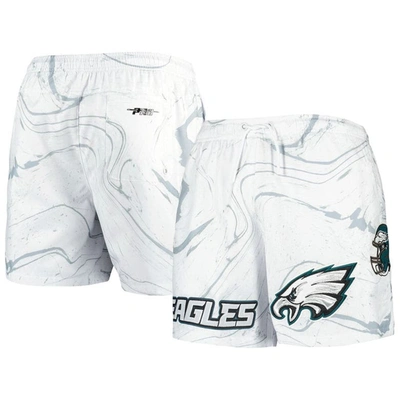 Pro Standard White Philadelphia Eagles Allover Marble Print Shorts