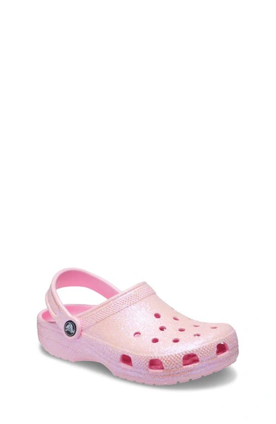 Crocs Kids' Classic Glitter Clog In Flamingo