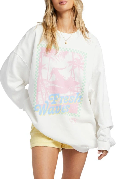 Billabong Ride In Cotton Blend Graphic Sweatshirt In Salt Crystal 2