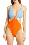 Vero Moda Textured One-piece Swimsuit In Scarlet Ibis