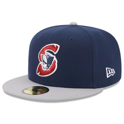 New Era Blue Somerset Patriots Authentic Collection Alternate Logo 59fifty Fitted Hat