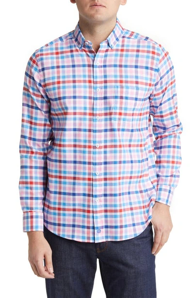 Johnston & Murphy Xc4® Classic Fit Check Plaid Stretch Button-down Shirt In Blue/ Red