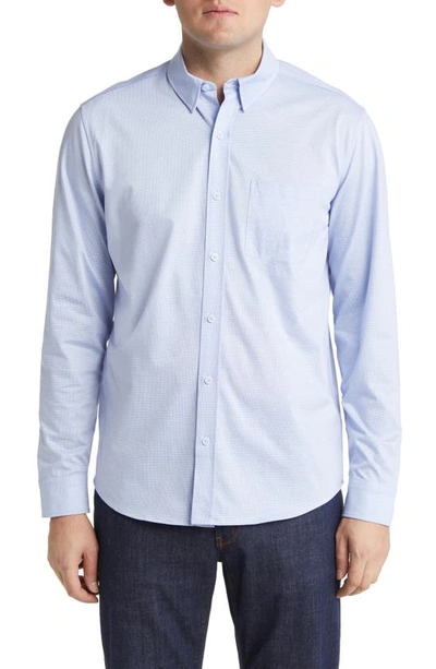 Johnston & Murphy Xc Flex Birdseye Cotton Button-up Shirt In Blue