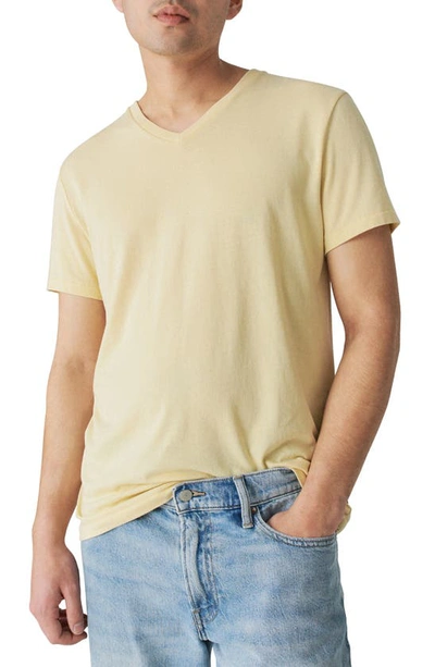 Lucky Brand Venice V-neck Burnout T-shirt In Pale Banana