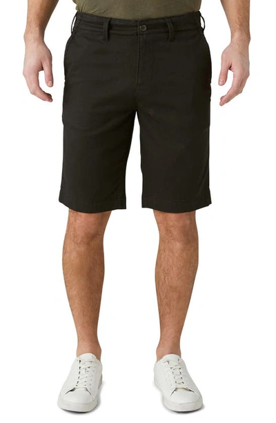 Lucky Brand Stretch Twill Flat Front Shorts In Jet Black