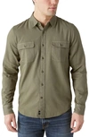 Lucky Brand Lived-in Solid Button-up Shirt In Deep Lichen Green