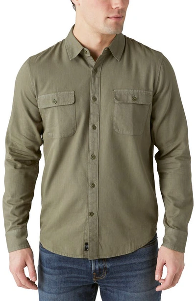 Lucky Brand Lived-in Solid Button-up Shirt In Deep Lichen Green
