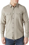 Lucky Brand Lived-in Solid Button-up Shirt In Silver Sage