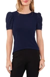 Chaus Eyelet Sleeve Knit Top In Navy