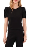 Chaus Eyelet Sleeve Knit Top In Black