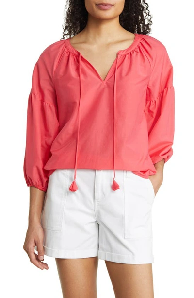Tommy Bahama Agua Amara Cotton & Silk Blouse In Teaberry