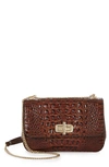 Brahmin Rosalie Croc Embossed Leather Convertible Crossbody Bag In Pecan Melbourne