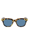Shinola Monster 51mm Round Sunglasses In Tortoise/blue Solid
