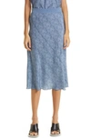 Atm Anthony Thomas Melillo Bias Cut Silk Skirt In Naval Blue Combo