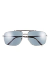 Ray Ban 62mm Pillow Sunglasses In Silver