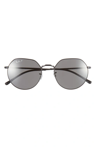 Ray Ban Jack 55mm Polarized Irregular Sunglasses In Black