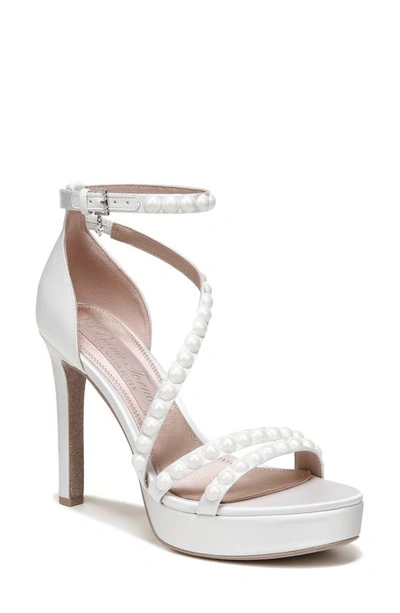 Naturalizer Pnina Tornai For  Love Ankle Strap Platform Sandal In White Satin,pearl