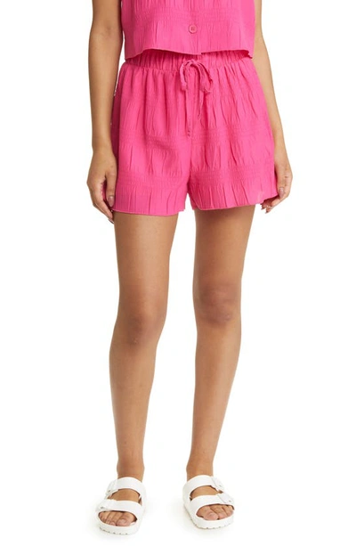 Bp. Textured Smocked Drawstring Shorts In Pink Magenta