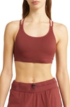 Zella Seamless Strappy Sports Bra In Burgundy Port