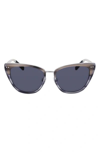 Shinola Runwell 55mm Cat Eye Sunglasses In Grey/blue Solid
