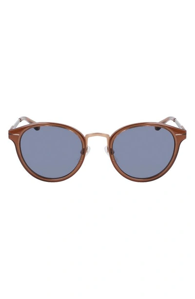 Shinola Arrow 50mm Round Sunglasses In Brown/blue Solid