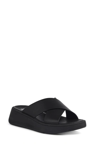 Fitflop F-mode Platform Slide Sandal In All Black