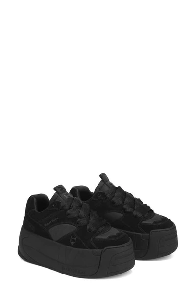 Naked Wolfe Snatch Platform Sneaker In Double Black