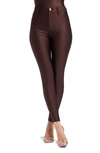 Good American Good Waist High Shine Compression Leggings In Dark Cocoa