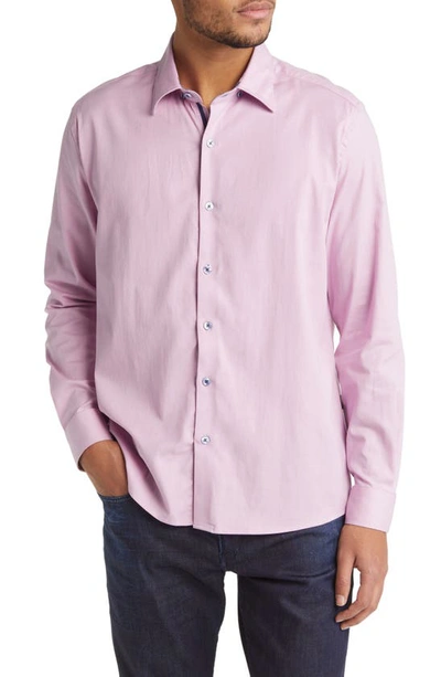 Stone Rose Garment Washed Long Sleeve Button-up Shirt In Lavender